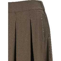 Brown Lycra Midi Skirt