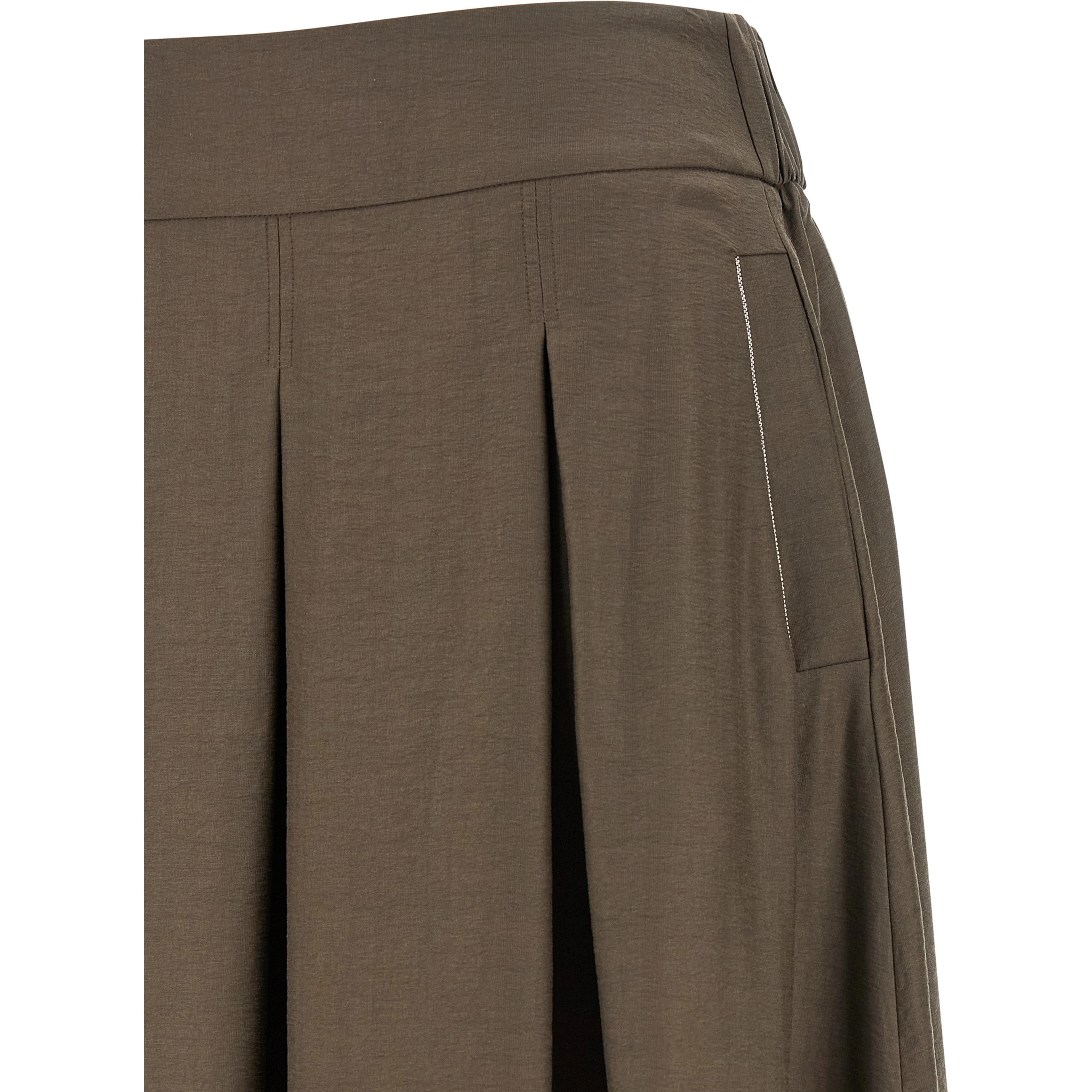 Brown Lycra Midi Skirt