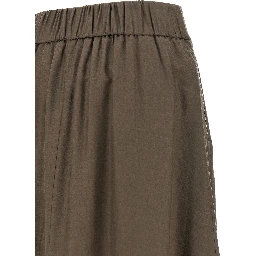 Brown Lycra Midi Skirt