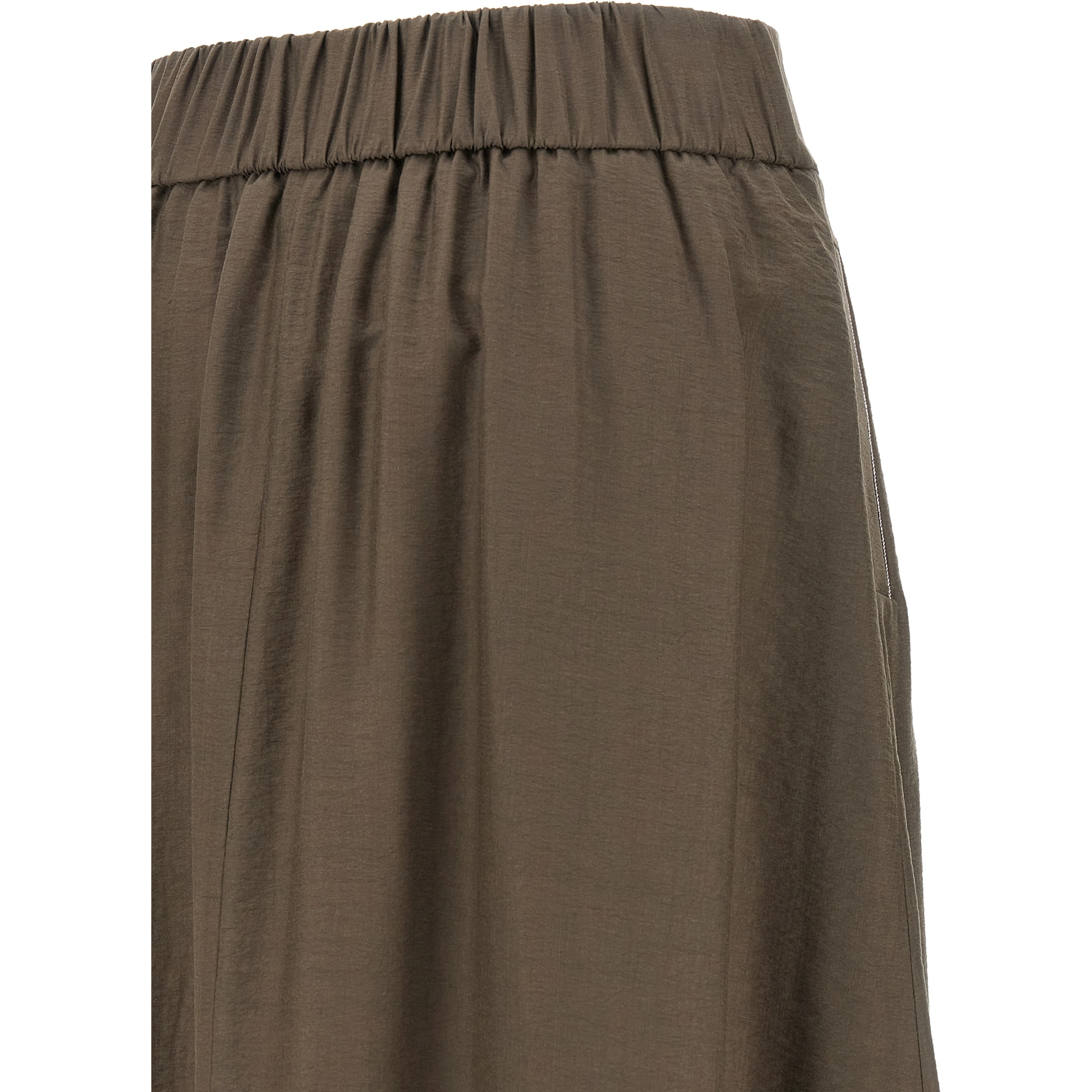 Brown Lycra Midi Skirt
