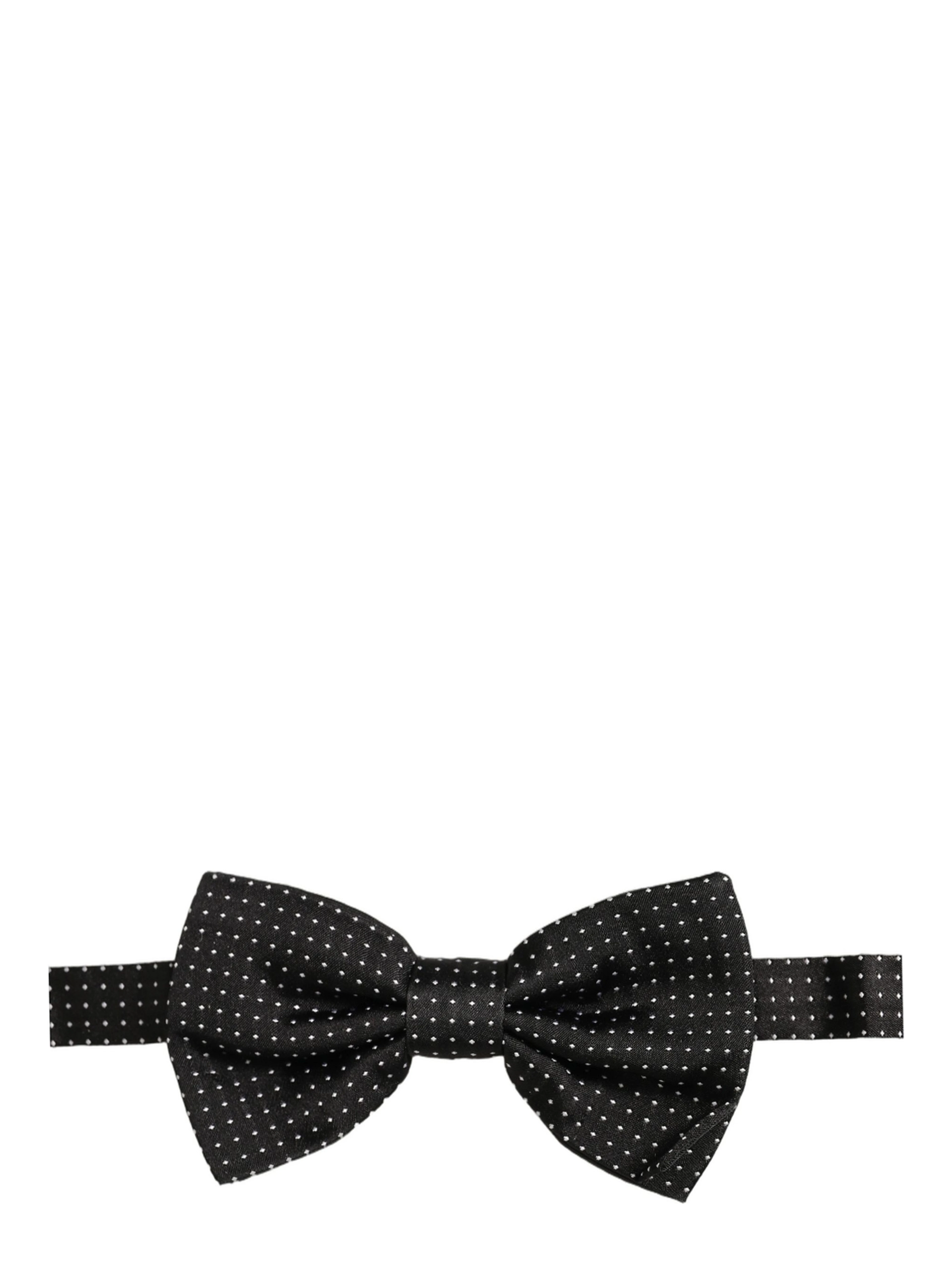 Men Black Polka Dot Silk Adjustable Neck Papillon Bow Tie
