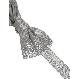 Men Gray 100% Silk Adjustable Neck Papillon Bow Tie