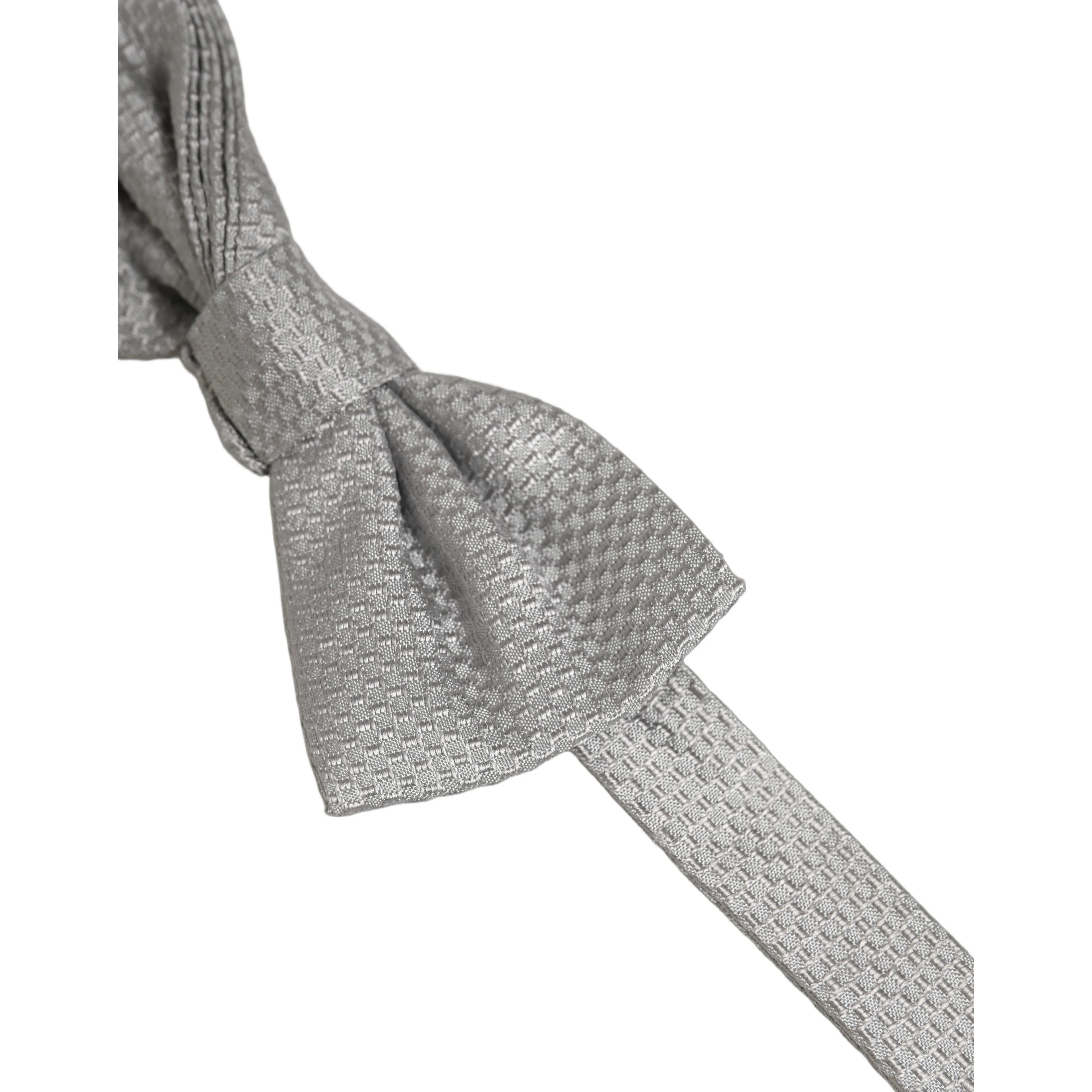 Men Gray 100% Silk Adjustable Neck Papillon Bow Tie