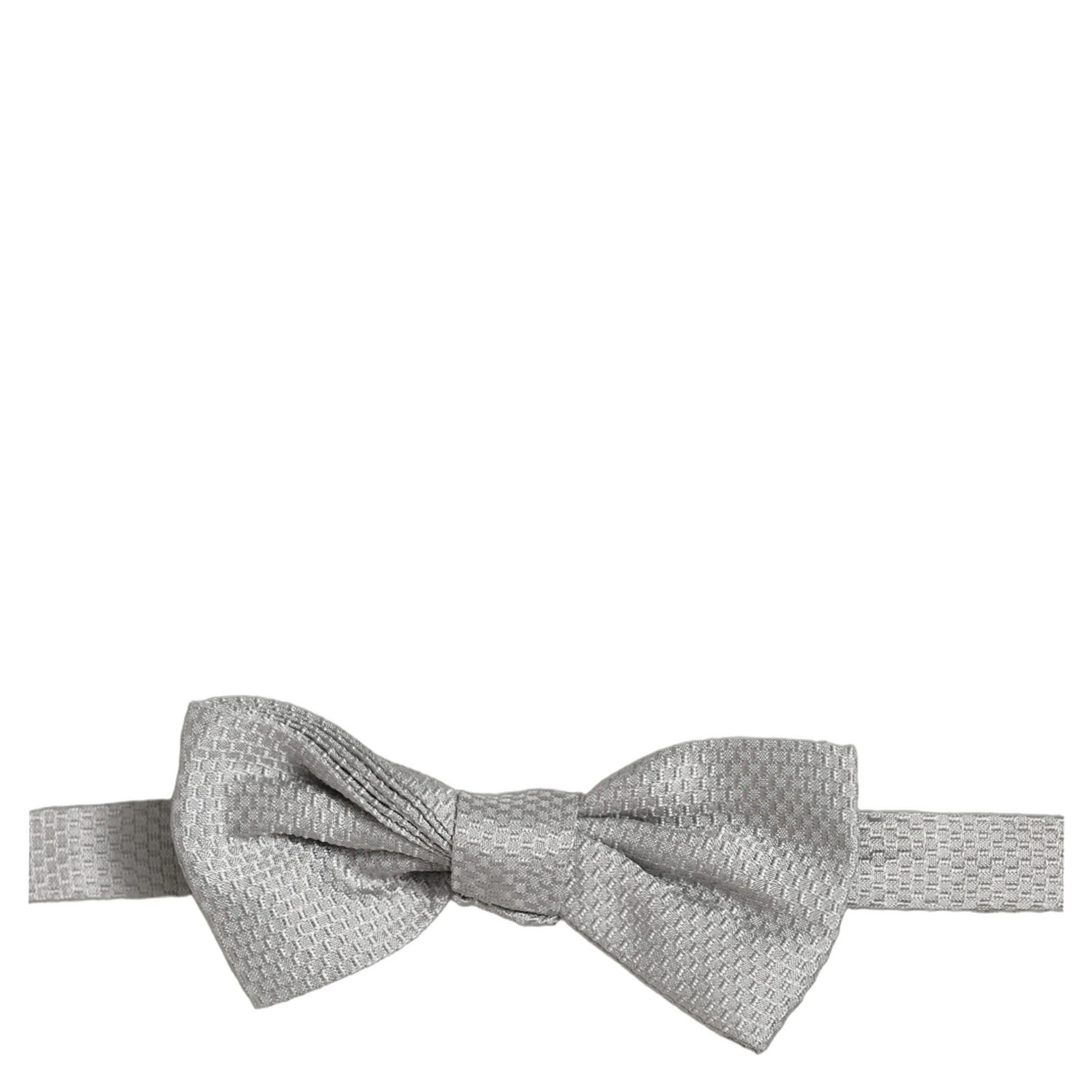 Men Gray 100% Silk Adjustable Neck Papillon Bow Tie