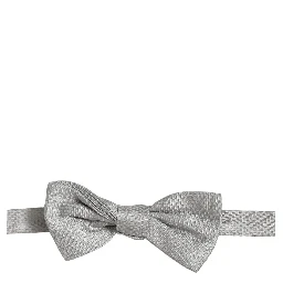 Men Gray 100% Silk Adjustable Neck Papillon Bow Tie