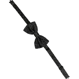 Men Black Polka Dot Silk Adjustable Neck Papillon Bow Tie