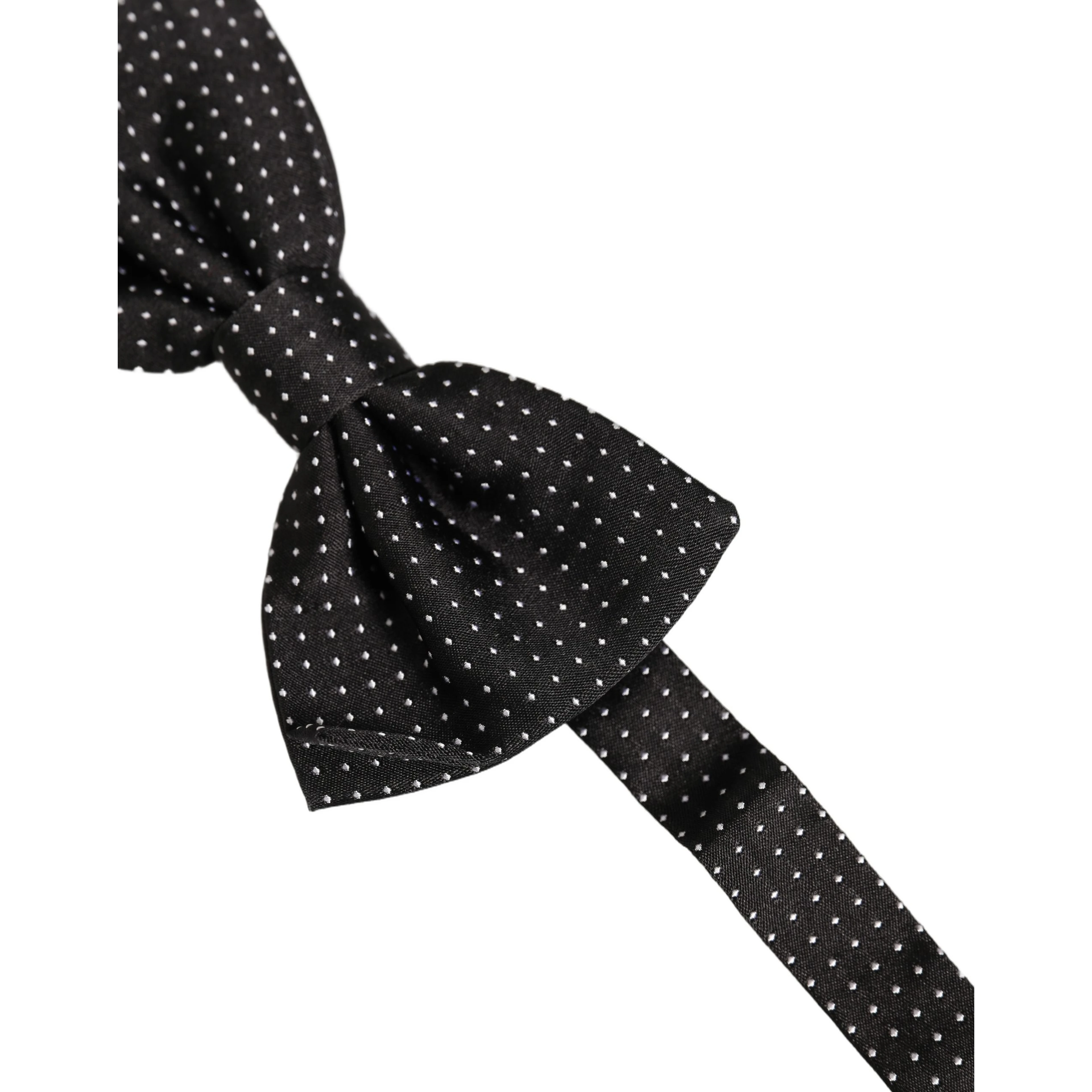 Men Black Polka Dot Silk Adjustable Neck Papillon Bow Tie