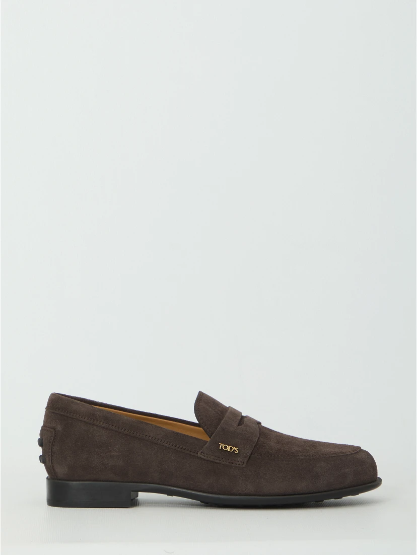 Brown suede loafers