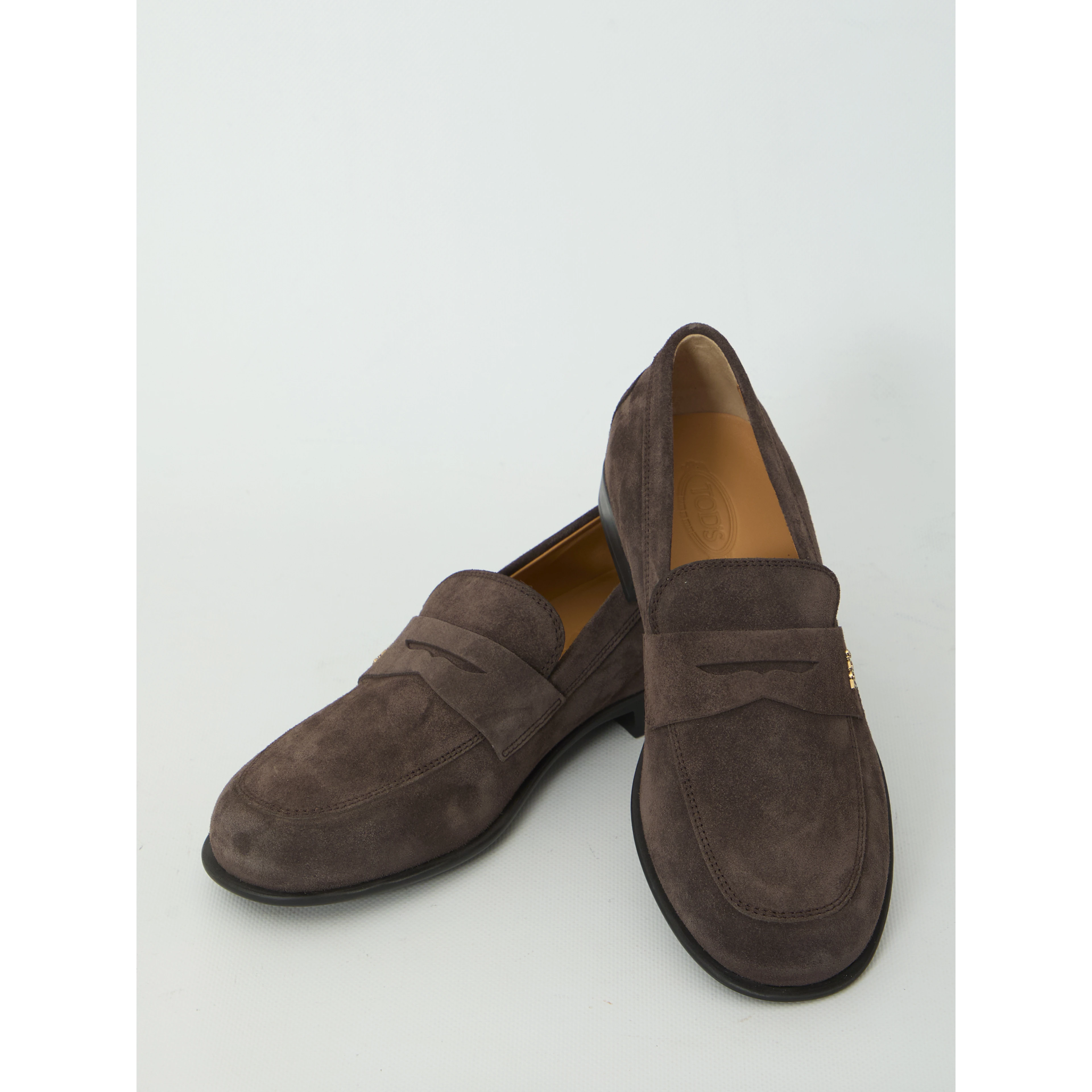 Brown suede loafers