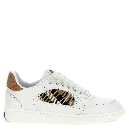 Beige Leather Low Top Sneakers