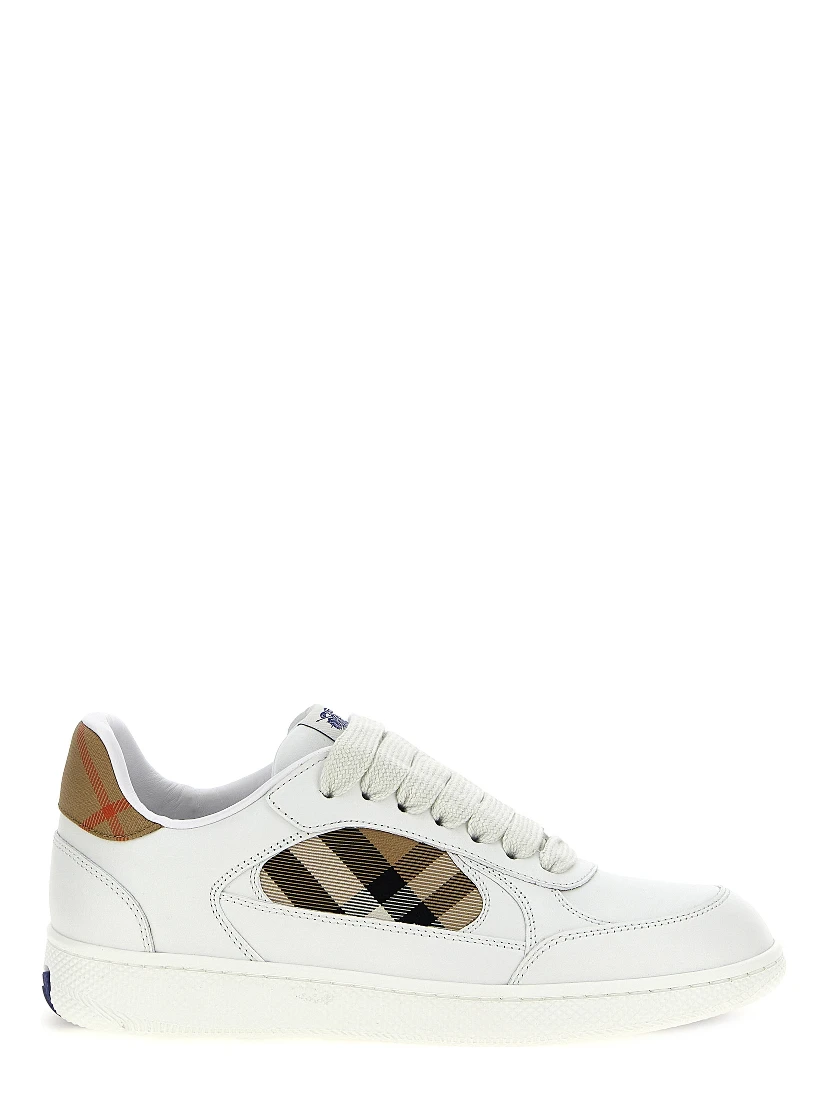 Beige Leather Low Top Sneakers