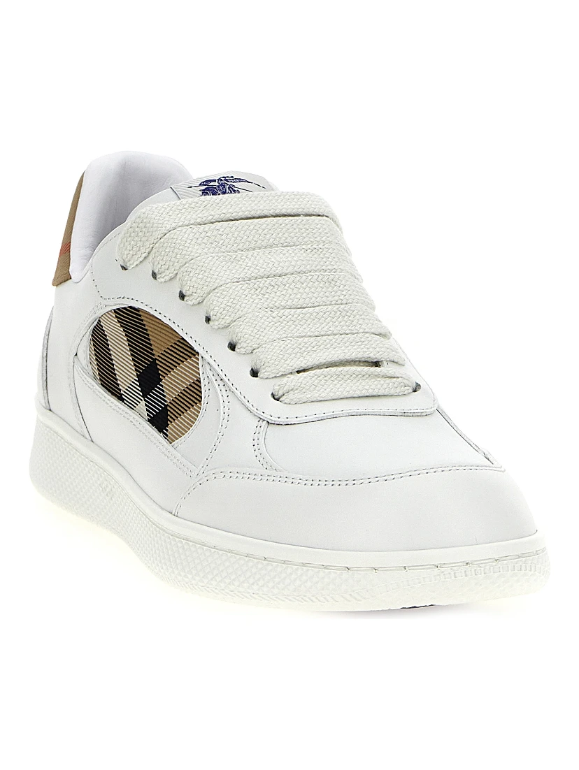 Beige Leather Low Top Sneakers