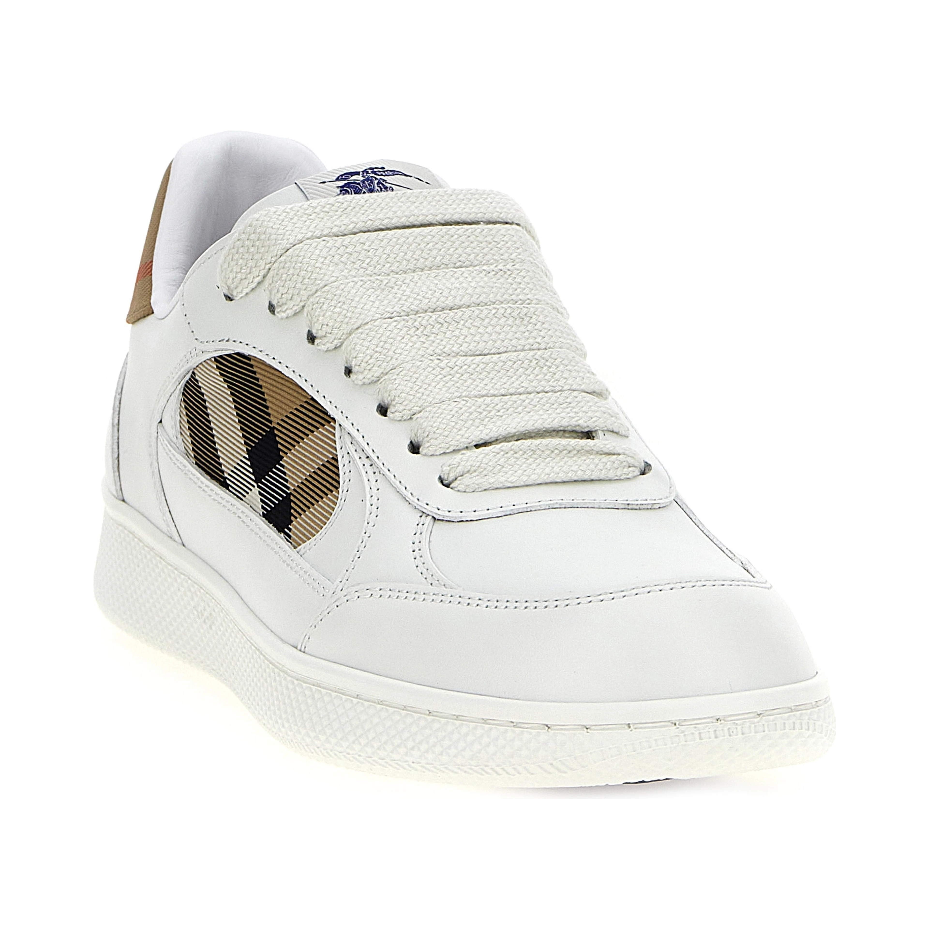 Beige Leather Low Top Sneakers