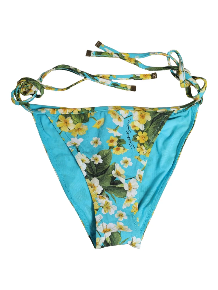 Blue Floral Print Nylon Beachwear Bikini Bottom alternative