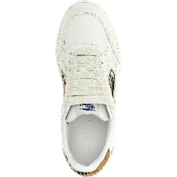 Beige Leather Low Top Sneakers