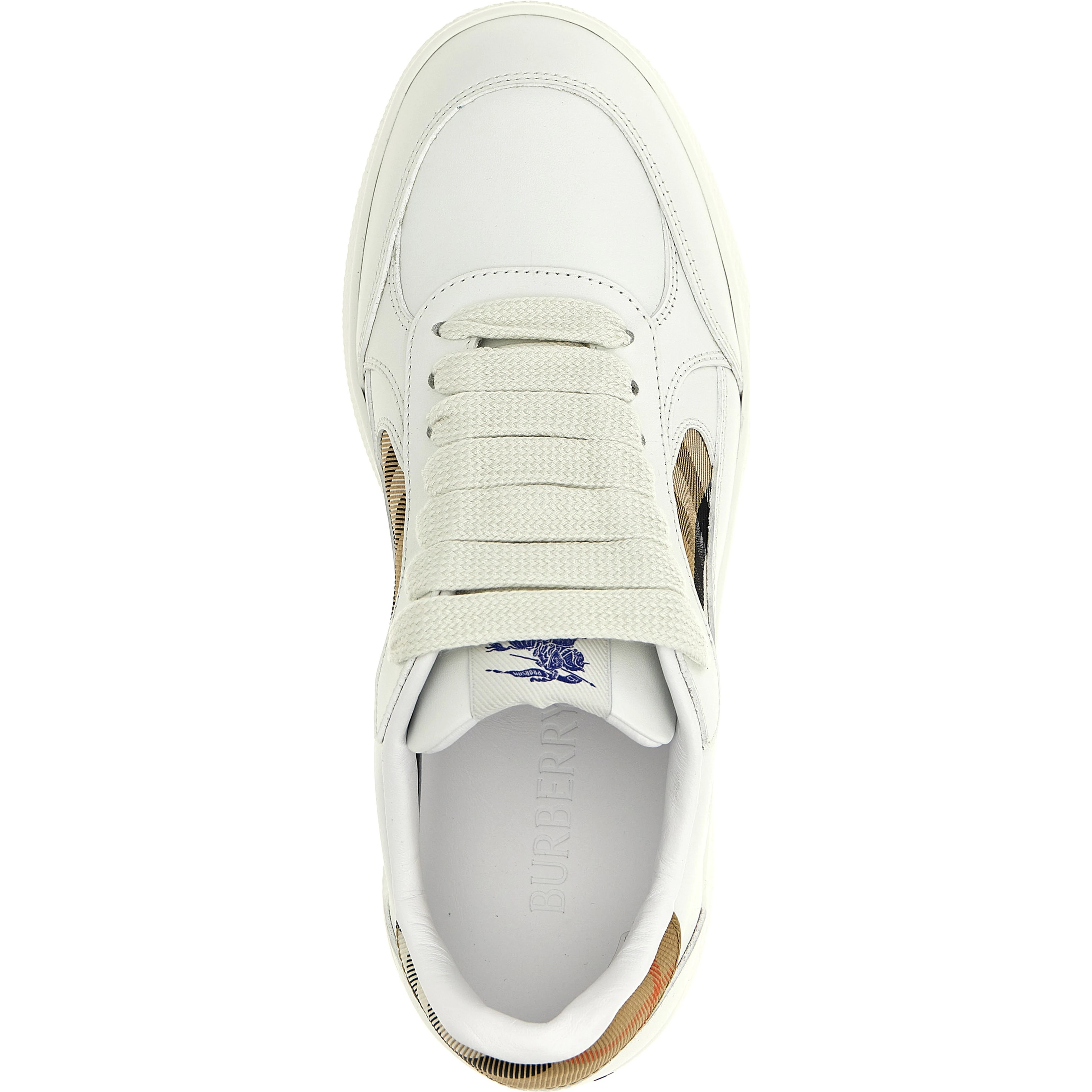 Beige Leather Low Top Sneakers