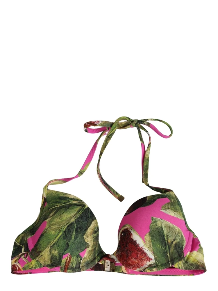 Fuchsia Pink Fig Print Beachwear Bikini Top alternative