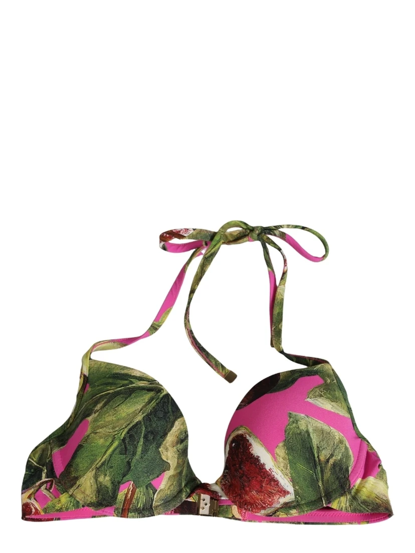 Fuchsia Pink Fig Print Beachwear Bikini Top