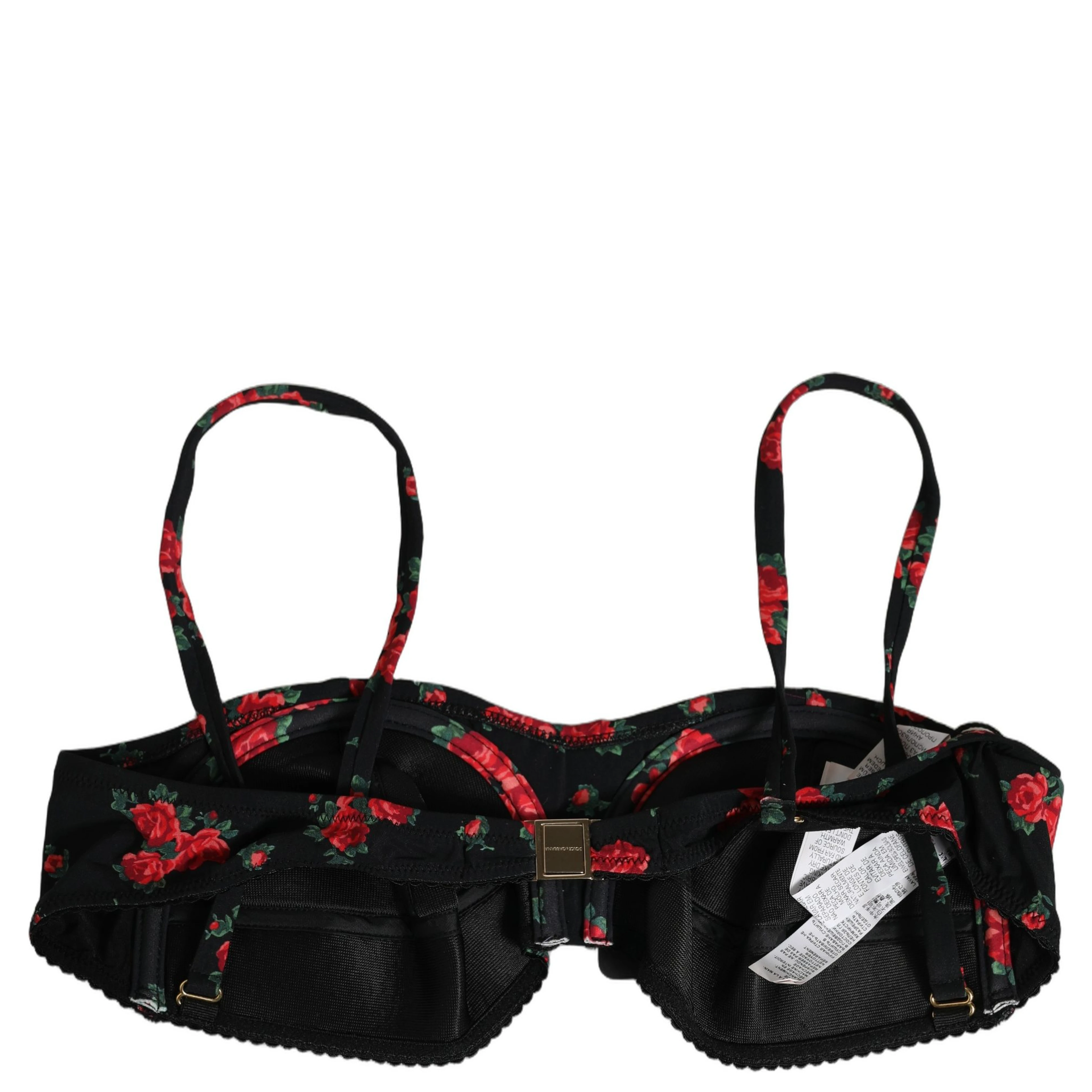 Black Floral Print Underwire Beachwear Bikini Top