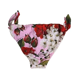 Pink Floral Tie Sides Beachwear Bikini Bottom