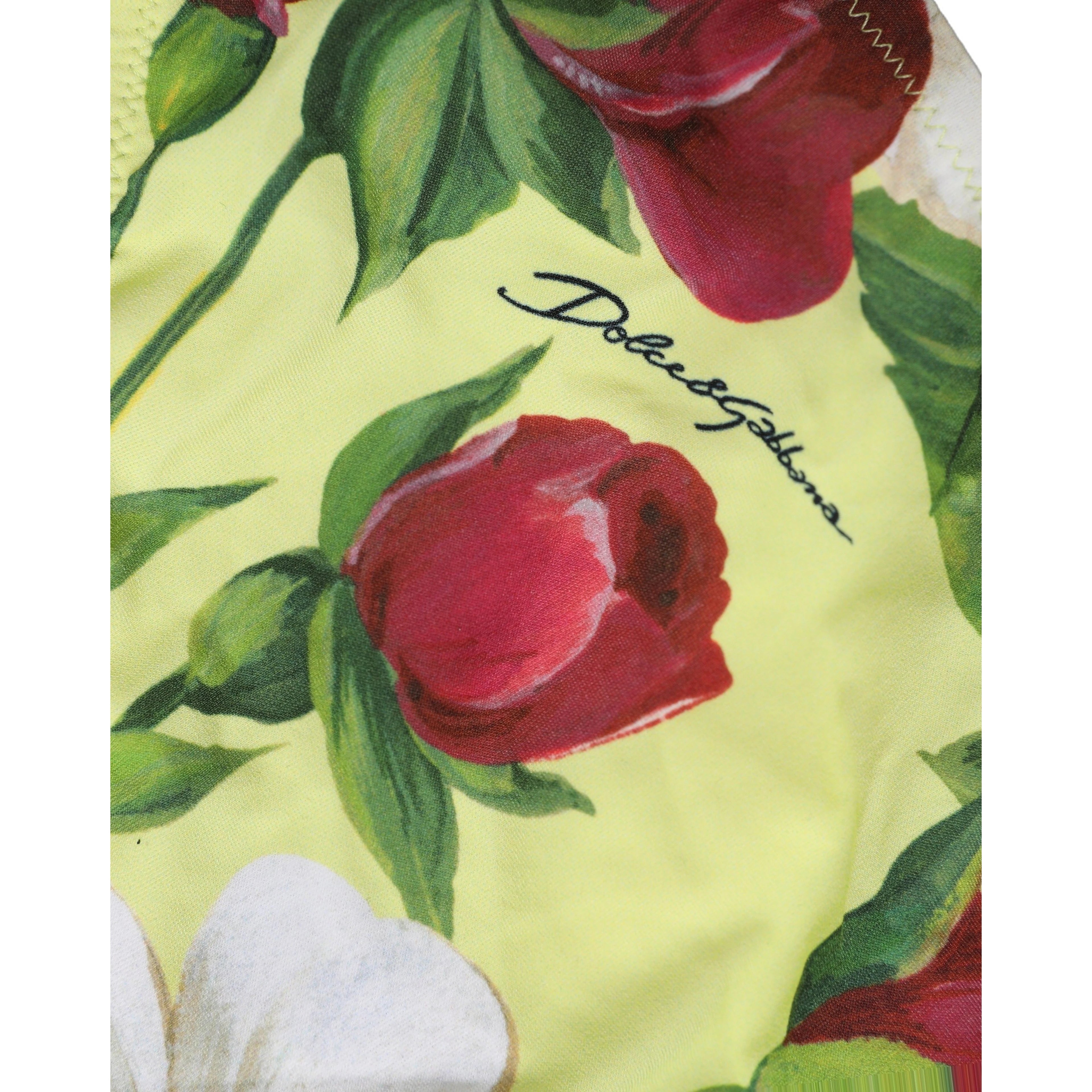 Yellow Floral Print Nylon Beachwear Bikini Bottom