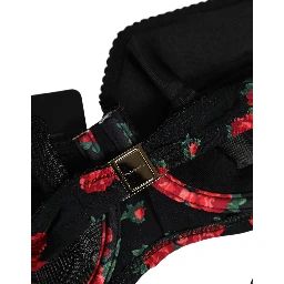 Black Floral Print Underwire Beachwear Bikini Top