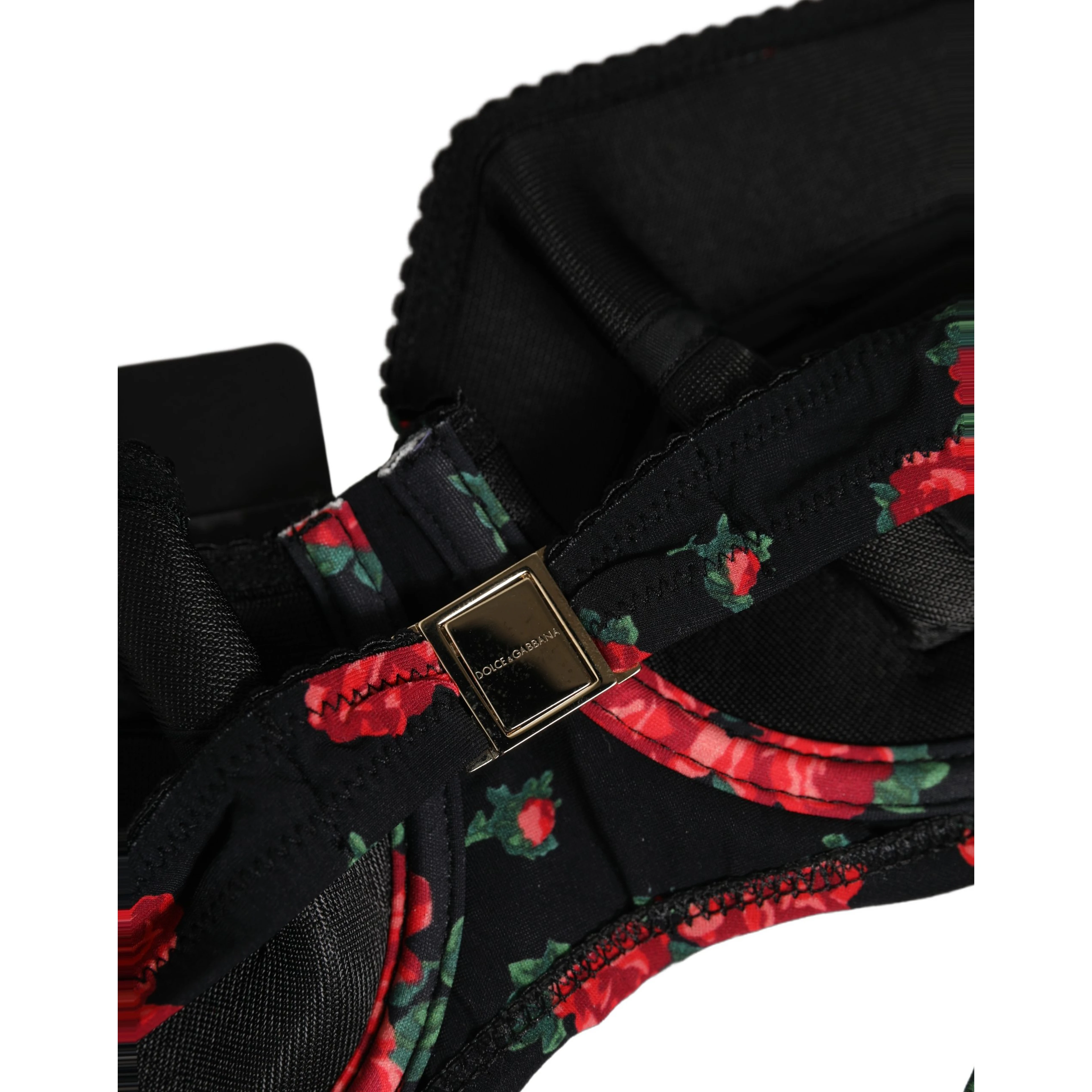 Black Floral Print Underwire Beachwear Bikini Top