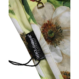 Yellow Floral Print Nylon Beachwear Bikini Bottom