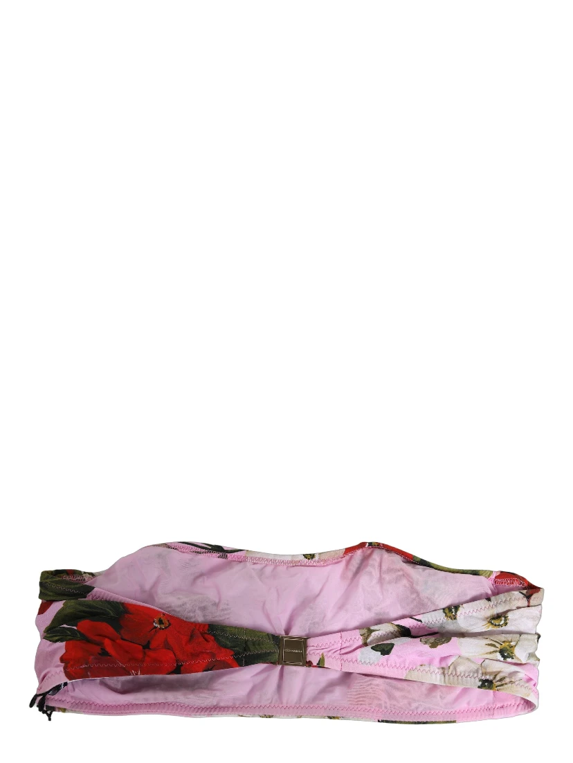 Pink Floral Print Bandeau Beachwear Bikini Top