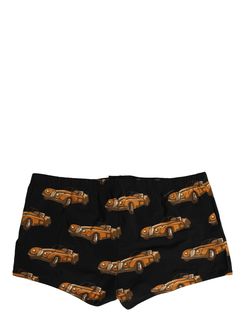 Black Car Print Swim Trunk Beachwear Swimwear