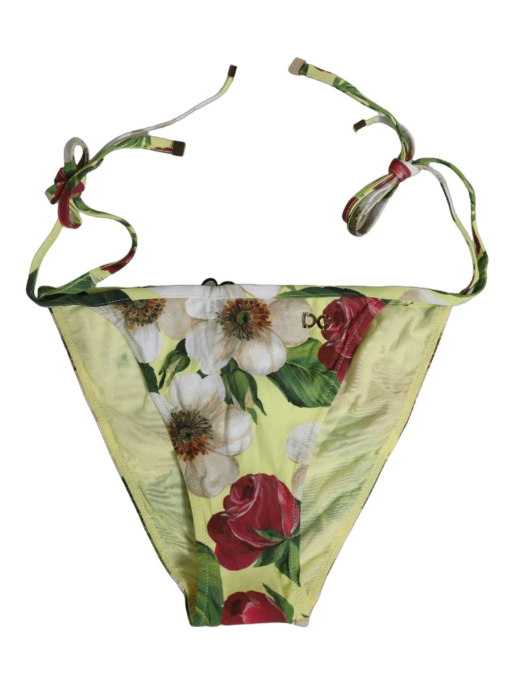 Yellow Floral Print Nylon Beachwear Bikini Bottom alternative