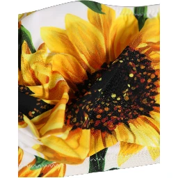 White Sunflower Print Bandeau Beachwear Bikini Top