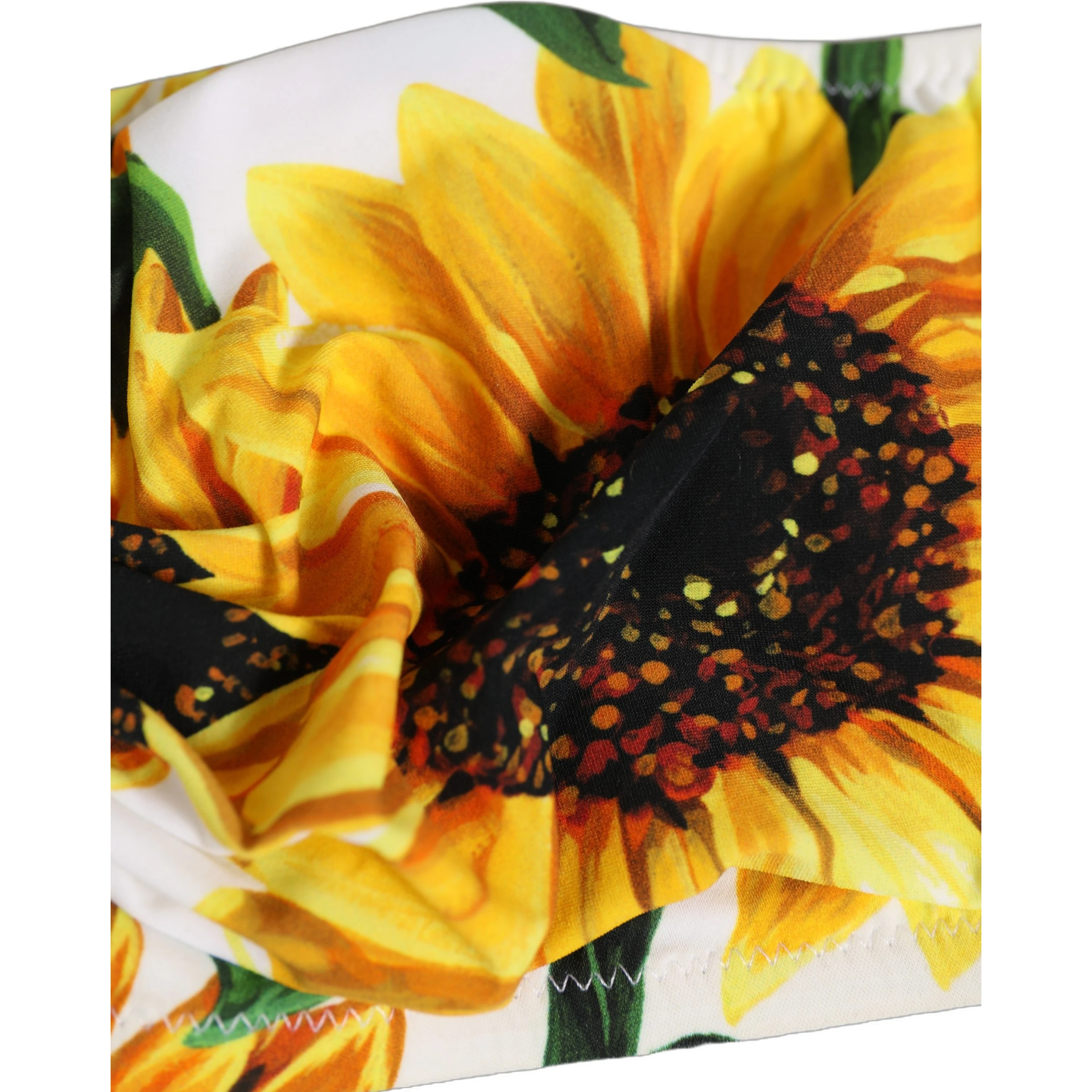 White Sunflower Print Bandeau Beachwear Bikini Top