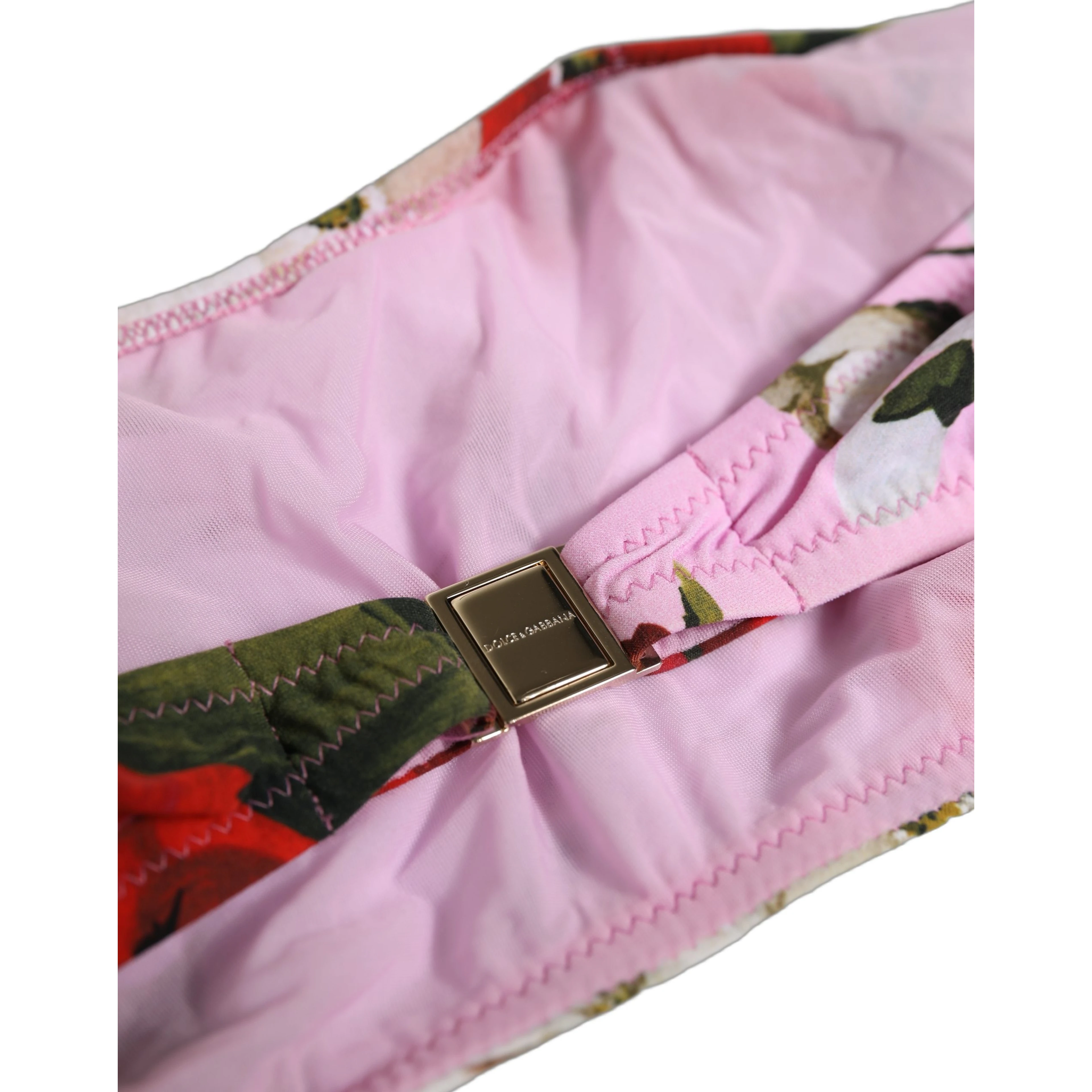Pink Floral Print Bandeau Beachwear Bikini Top