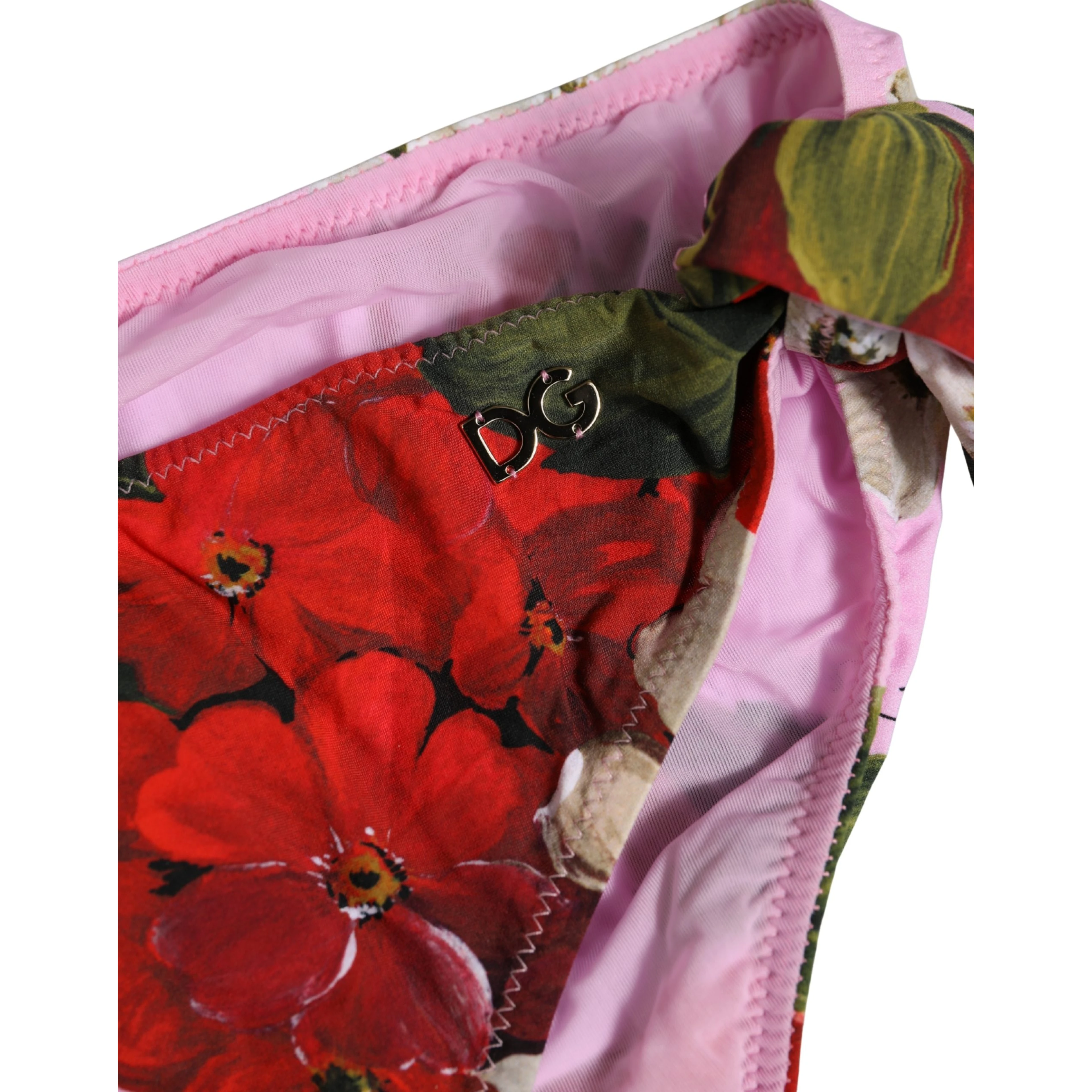 Pink Floral Tie Sides Beachwear Bikini Bottom