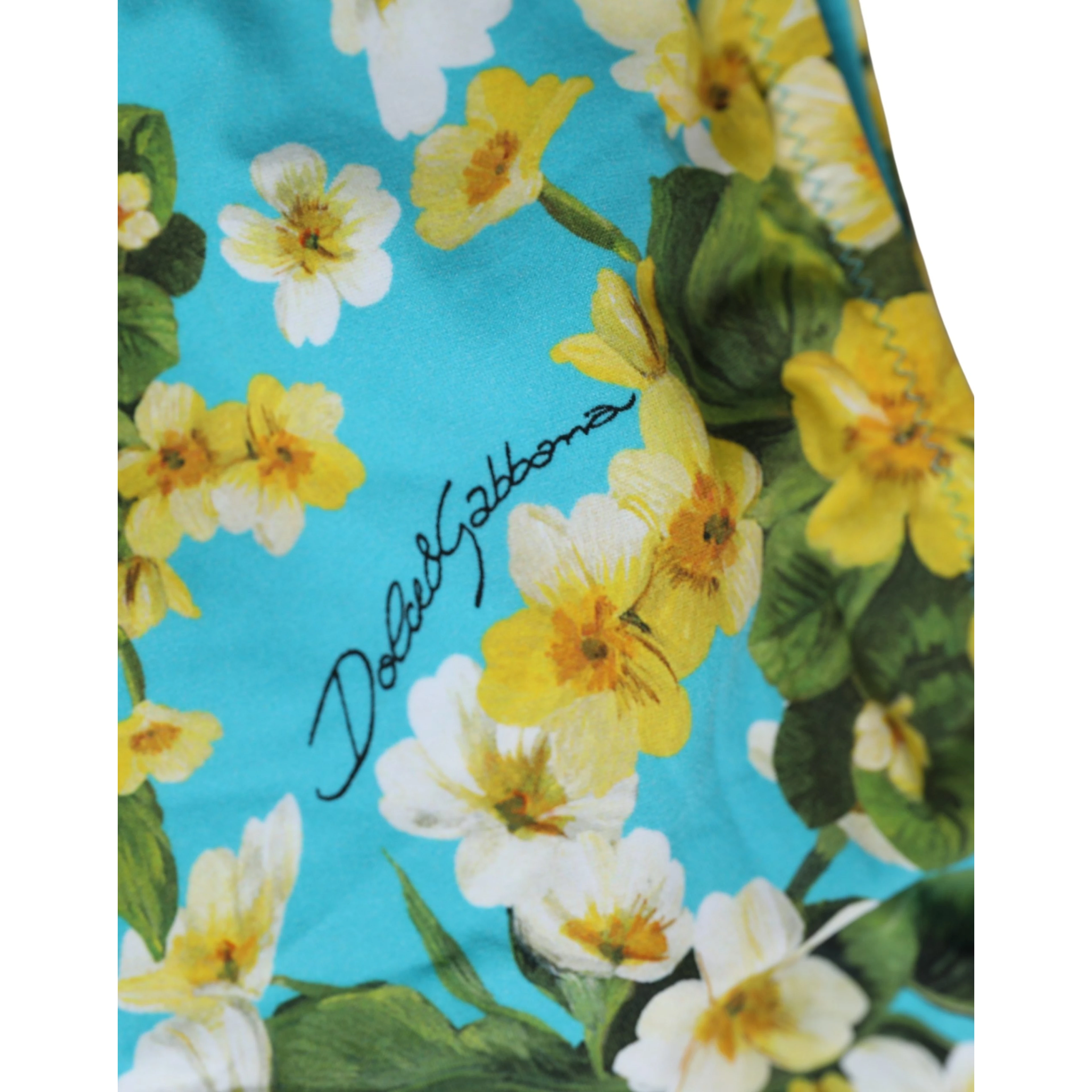 Blue Floral Print Nylon Beachwear Bikini Bottom