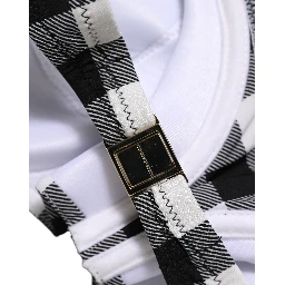 Black White Gingham Check Beachwear Bikini Top