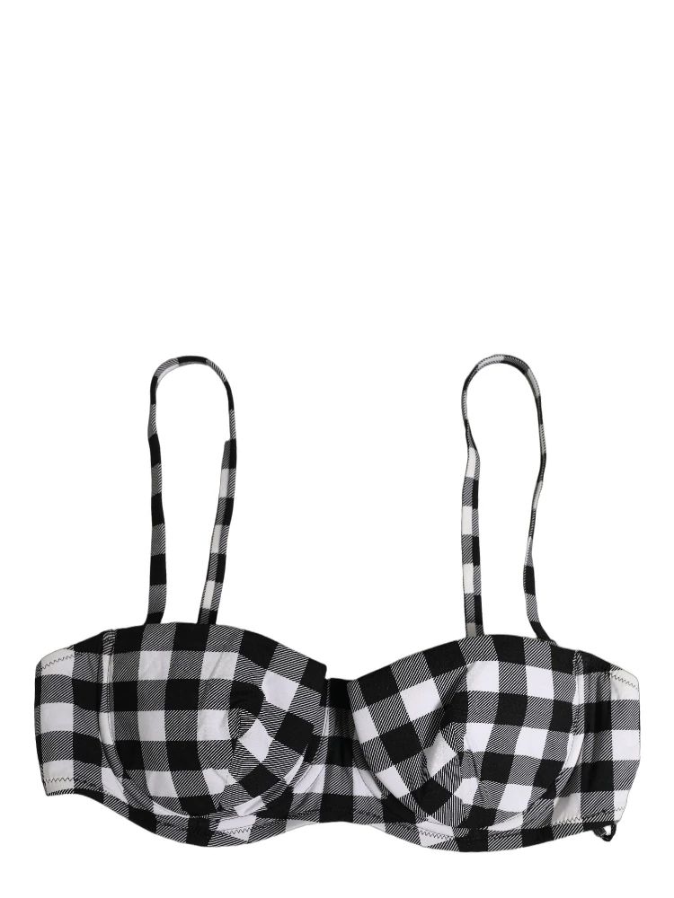 Black White Gingham Check Beachwear Bikini Top alternative