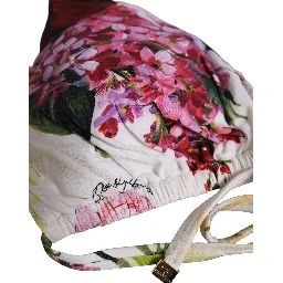 White Floral Print Triangle Beachwear Bikini Top