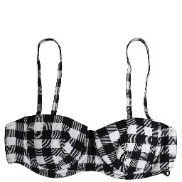 Black White Gingham Check Beachwear Bikini Top