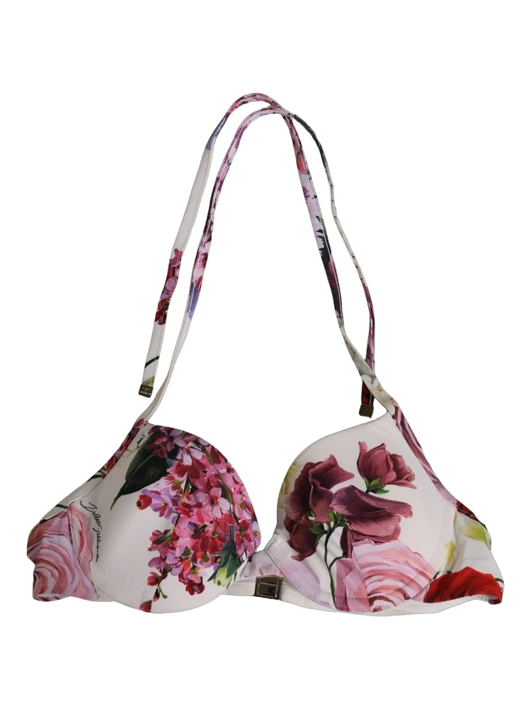 White Floral Print Nylon Beachwear Bikini Top alternative
