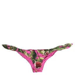 Fuchsia Pink Fig Print Beachwear Bikini Bottom