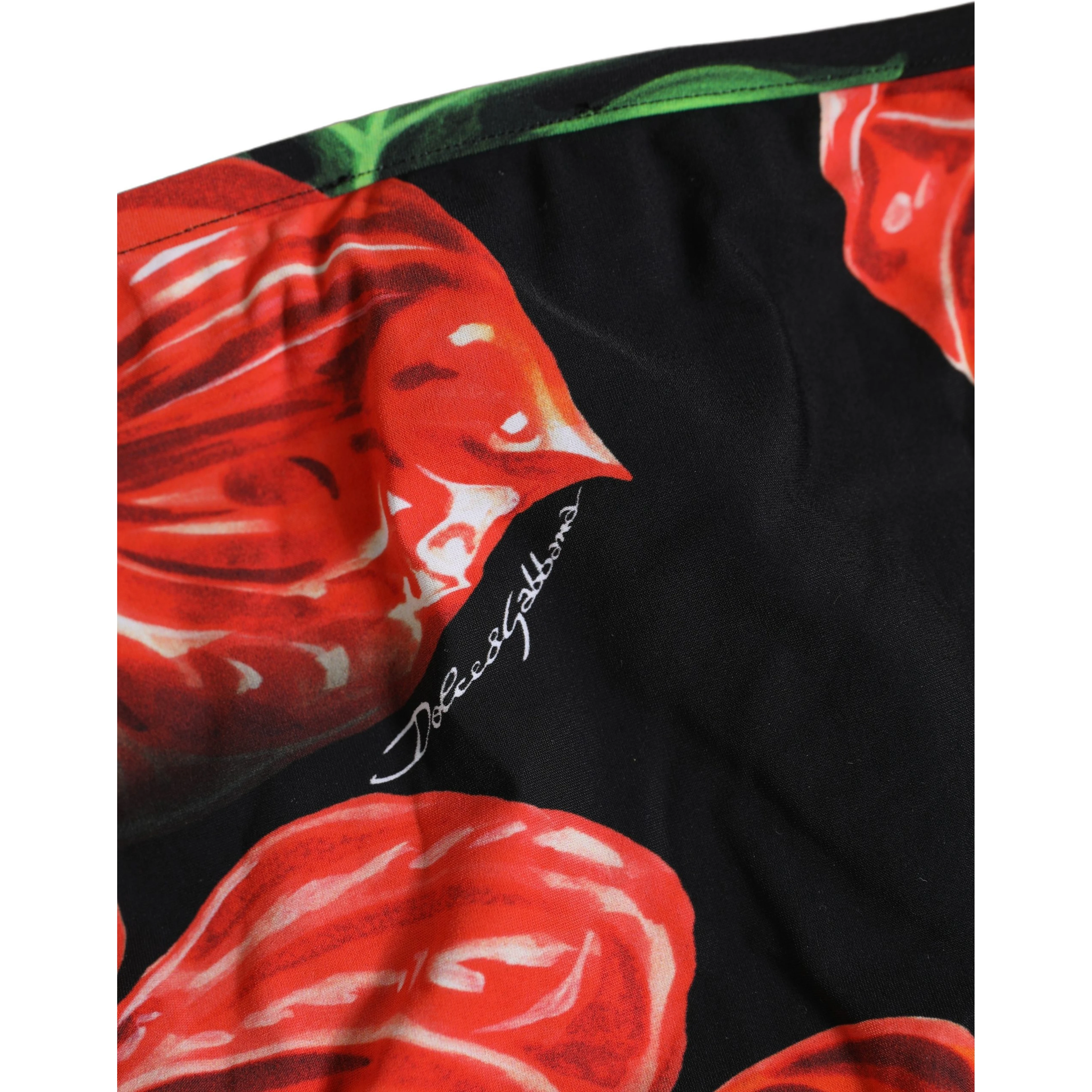 Black Floral Print Nylon Beachwear Bikini Bottom