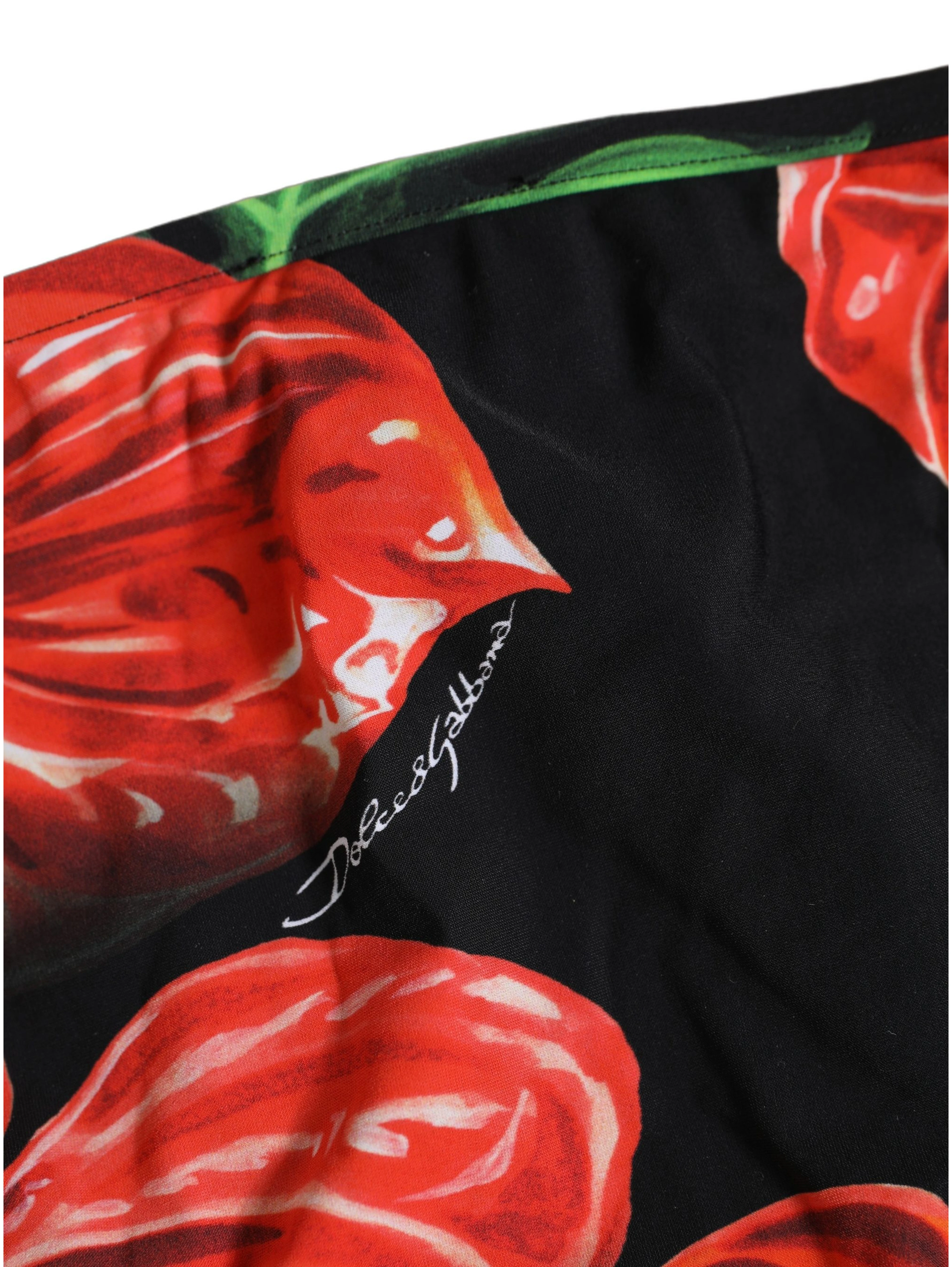 Black Floral Print Nylon Beachwear Bikini Bottom