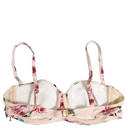 Pink Floral Print Underwire Beachwear Bikini Top