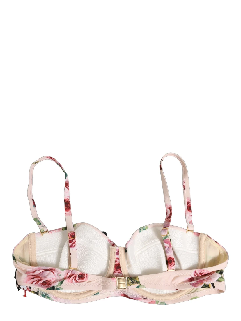Pink Floral Print Underwire Beachwear Bikini Top