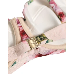 Pink Floral Print Underwire Beachwear Bikini Top