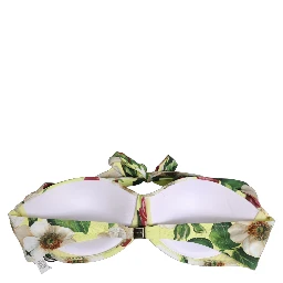 Yellow Floral Halter Nylon Beachwear Bikini Top