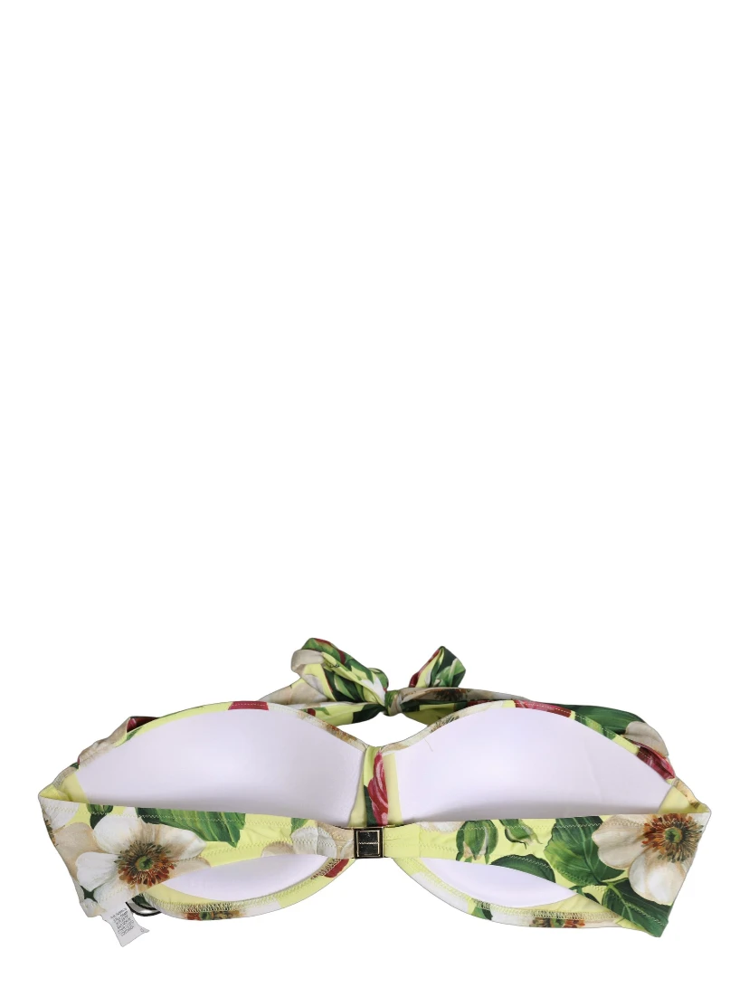 Yellow Floral Halter Nylon Beachwear Bikini Top