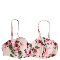 Pink Floral Print Underwire Beachwear Bikini Top